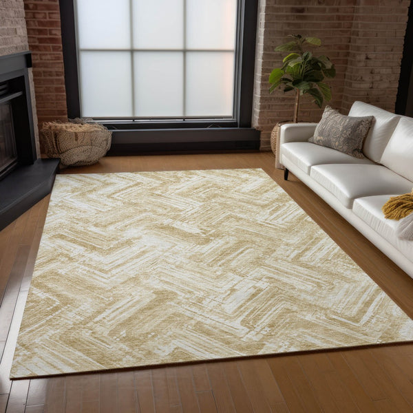 Homeroots 3' Geometric Washable Indoor Outdoor Area Rug - Durable, Stylish, And Stain-resistant For All Spaces 5' X 8' Polyester 579259