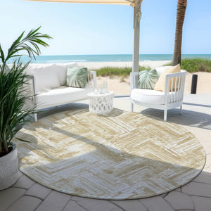 Homeroots 3' Geometric Washable Indoor Outdoor Area Rug - Durable, Stylish, And Stain-resistant For All Spaces 8' Round Polyester 579260