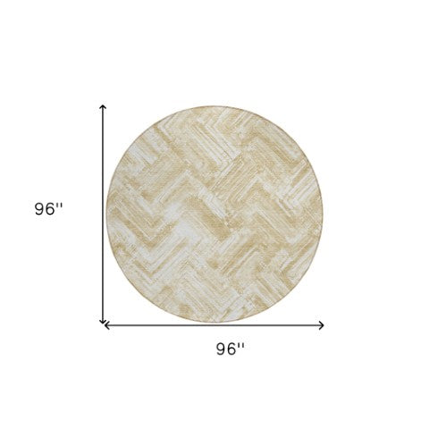 Homeroots 3' Geometric Washable Indoor Outdoor Area Rug - Durable, Stylish, And Stain-resistant For All Spaces 8' Round Polyester 579260