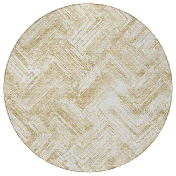 Homeroots 3' Geometric Washable Indoor Outdoor Area Rug - Durable, Stylish, And Stain-resistant For All Spaces 8' Round Polyester 579260