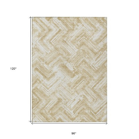 Homeroots 3' Geometric Washable Indoor Outdoor Area Rug - Durable, Stylish, And Stain-resistant For All Spaces 8' X 10' Polyester 579261