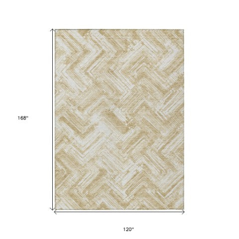 Homeroots 3' Geometric Washable Indoor Outdoor Area Rug - Durable, Stylish, And Stain-resistant For All Spaces 10' X 14' Polyester 579263
