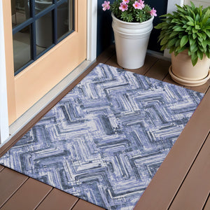 Homeroots 3' Geometric Washable Indoor Outdoor Area Rug - Durable, Stylish, And Stain-resistant For All Spaces 3' X 5' Polyester 579264
