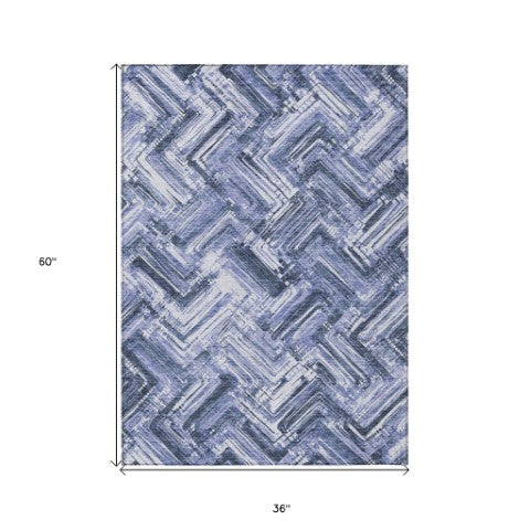 Homeroots 3' Geometric Washable Indoor Outdoor Area Rug - Durable, Stylish, And Stain-resistant For All Spaces 3' X 5' Polyester 579264