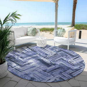 Homeroots 3' Geometric Washable Indoor Outdoor Area Rug - Durable, Stylish, And Stain-resistant For All Spaces 8' Round Polyester 579266