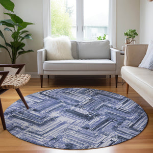 Homeroots 3' Geometric Washable Indoor Outdoor Area Rug - Durable, Stylish, And Stain-resistant For All Spaces 8' Round Polyester 579266