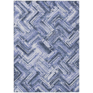 HomeRoots 5' Navy and Sky Blue Geometric Indoor Outdoor Area Rug - Durable, Washable, and Stain-Resistant Design 8' X 10' 579267