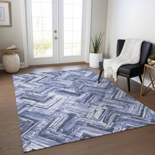 Homeroots 3' Geometric Washable Indoor Outdoor Area Rug - Durable, Stylish, And Stain-resistant For All Spaces 9' X 12' Polyester 579268