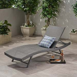 English Elm Christopher Knight Home® - Kauai Pe Wicker Chaise Lounge Chair – Hand-Crafted, Weather-Resistant, No Assembly, Modern Grey Design 54087.00GRY