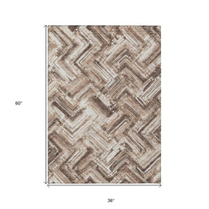 Homeroots 3' Geometric Washable Indoor Outdoor Area Rug - Durable, Stylish, And Stain-resistant For All Spaces 3' X 5' Polyester 579270