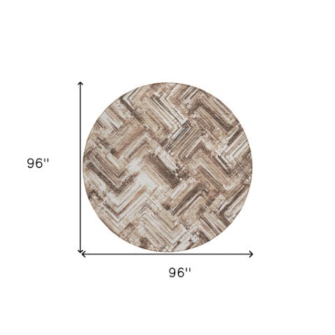 Homeroots 3' Geometric Washable Indoor Outdoor Area Rug - Durable, Stylish, And Stain-resistant For All Spaces 8' Round Polyester 579272