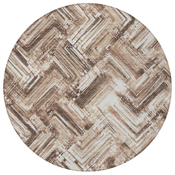 Homeroots 3' Geometric Washable Indoor Outdoor Area Rug - Durable, Stylish, And Stain-resistant For All Spaces 8' Round Polyester 579272