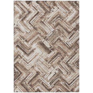 HomeRoots 9' Geometric Washable Area Rug in Brown, Taupe, and Tan – Durable for Indoor & Outdoor Spaces 9' X 12' 579274