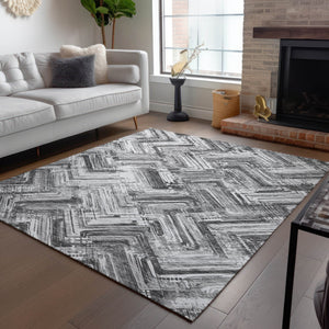 Homeroots 3' Geometric Washable Indoor Outdoor Area Rug - Durable, Stylish, And Stain-resistant For All Spaces 5' X 8' Polyester 579277