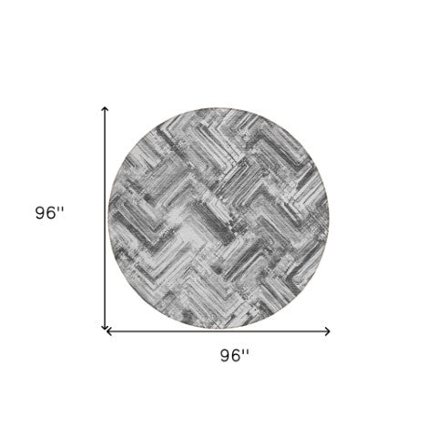 Homeroots 3' Geometric Washable Indoor Outdoor Area Rug - Durable, Stylish, And Stain-resistant For All Spaces 8' Round Polyester 579278