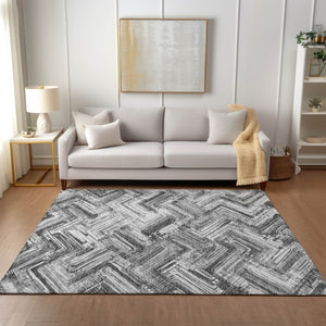 Homeroots 3' Geometric Washable Indoor Outdoor Area Rug - Durable, Stylish, And Stain-resistant For All Spaces 8' X 10' Polyester 579279