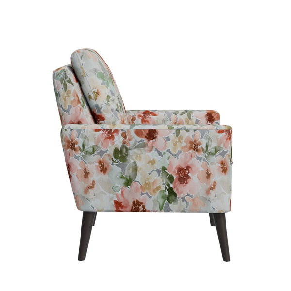 English Elm Enna Floral Polyester Accent Chair Solid Wood Legs Cozy Reading Nook Seating B127P409849