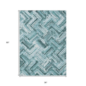 Homeroots 3' Geometric Washable Indoor Outdoor Area Rug - Durable, Stylish, And Stain-resistant For All Spaces 3' X 5' Polyester 579288