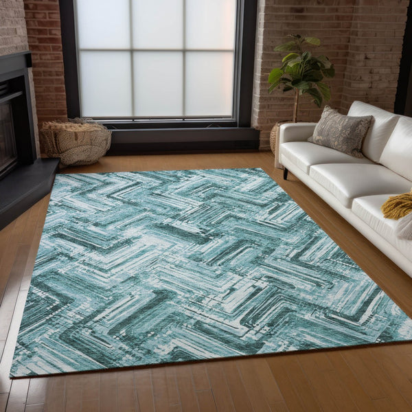 Homeroots 3' Geometric Washable Indoor Outdoor Area Rug - Durable, Stylish, And Stain-resistant For All Spaces 3' X 5' Polyester 579288