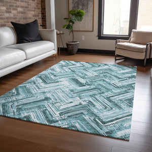 Homeroots 3' Geometric Washable Indoor Outdoor Area Rug - Durable, Stylish, And Stain-resistant For All Spaces 5' X 8' Polyester 579289