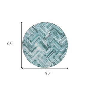 Homeroots 3' Geometric Washable Indoor Outdoor Area Rug - Durable, Stylish, And Stain-resistant For All Spaces 8' Round Polyester 579290