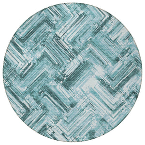 Homeroots 3' Geometric Washable Indoor Outdoor Area Rug - Durable, Stylish, And Stain-resistant For All Spaces 8' Round Polyester 579290