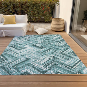 Homeroots 3' Geometric Washable Indoor Outdoor Area Rug - Durable, Stylish, And Stain-resistant For All Spaces 10' X 14' Polyester 579293