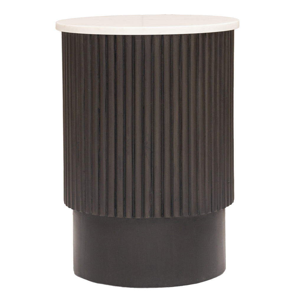 Homeroots 25" Black And White Solid Wood End Table   579294