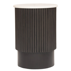 Homeroots 25" Black And White Solid Wood End Table   579294