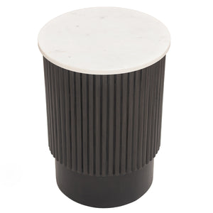 Homeroots 25" Black And White Solid Wood End Table   579294