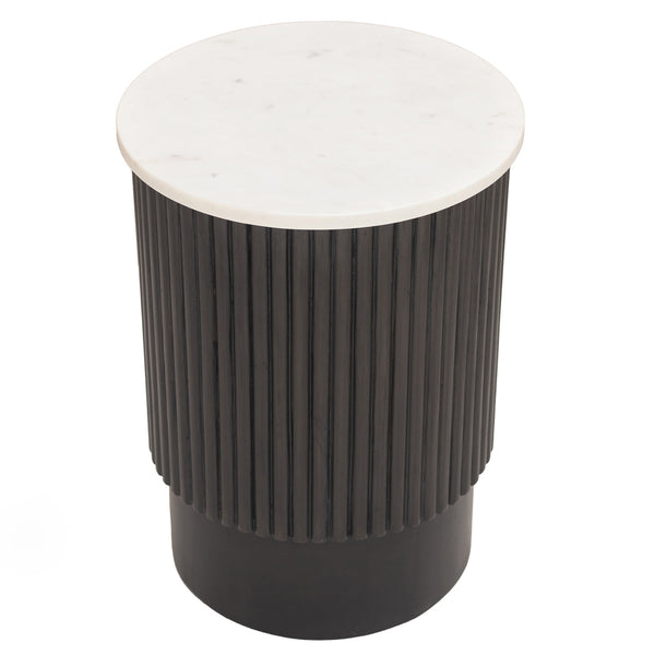 Homeroots 25" Black And White Solid Wood End Table   579294