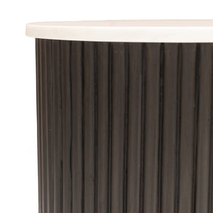 Homeroots 25" Black And White Solid Wood End Table   579294