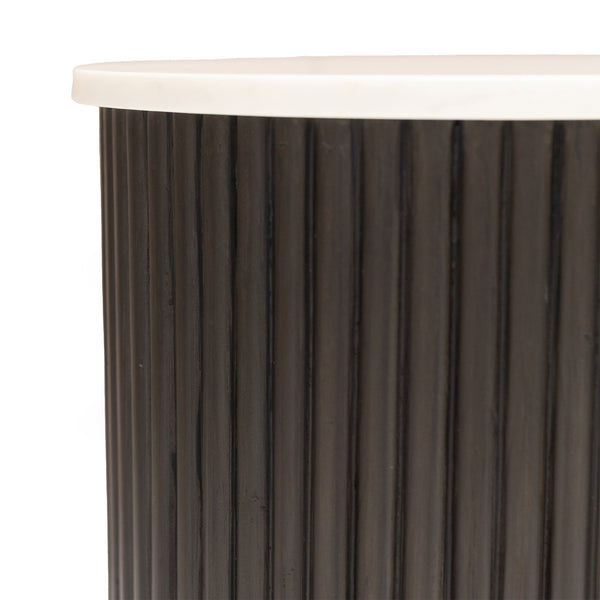 Homeroots 25" Black And White Solid Wood End Table   579294