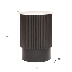 Homeroots 25" Black And White Solid Wood End Table   579294