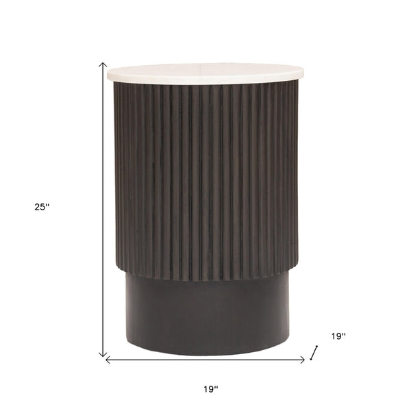 Homeroots 25" Black And White Solid Wood End Table   579294