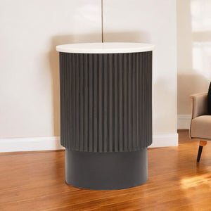 Homeroots 25" Black And White Solid Wood End Table   579294