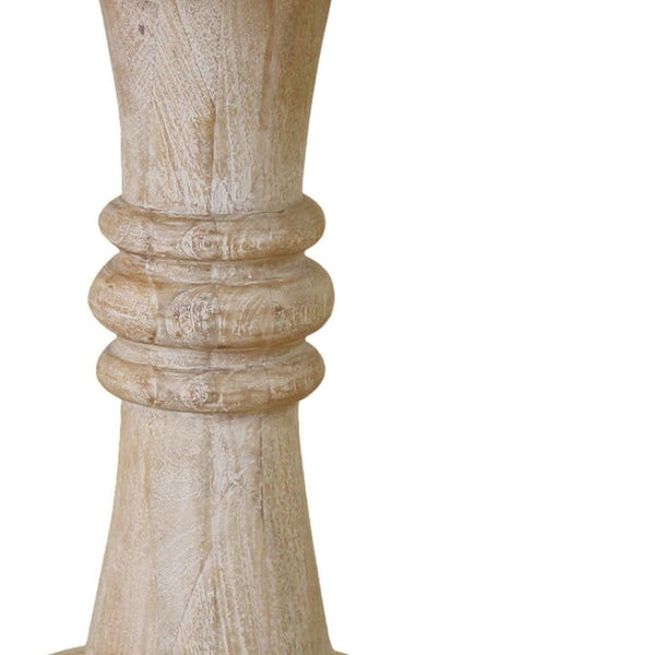 HomeRoots 28" Elegant Round Solid Wood Pedestal End Table – Timeless Design for Living Room or Bedroom Décor 579296