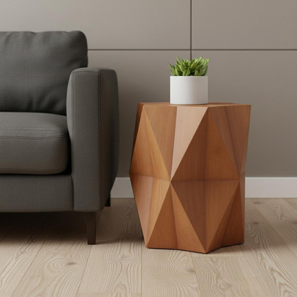 HomeRoots 24" Brown Solid Wood End Table - Versatile Mango Wood Accent Table for Modern & Rustic Spaces 579297