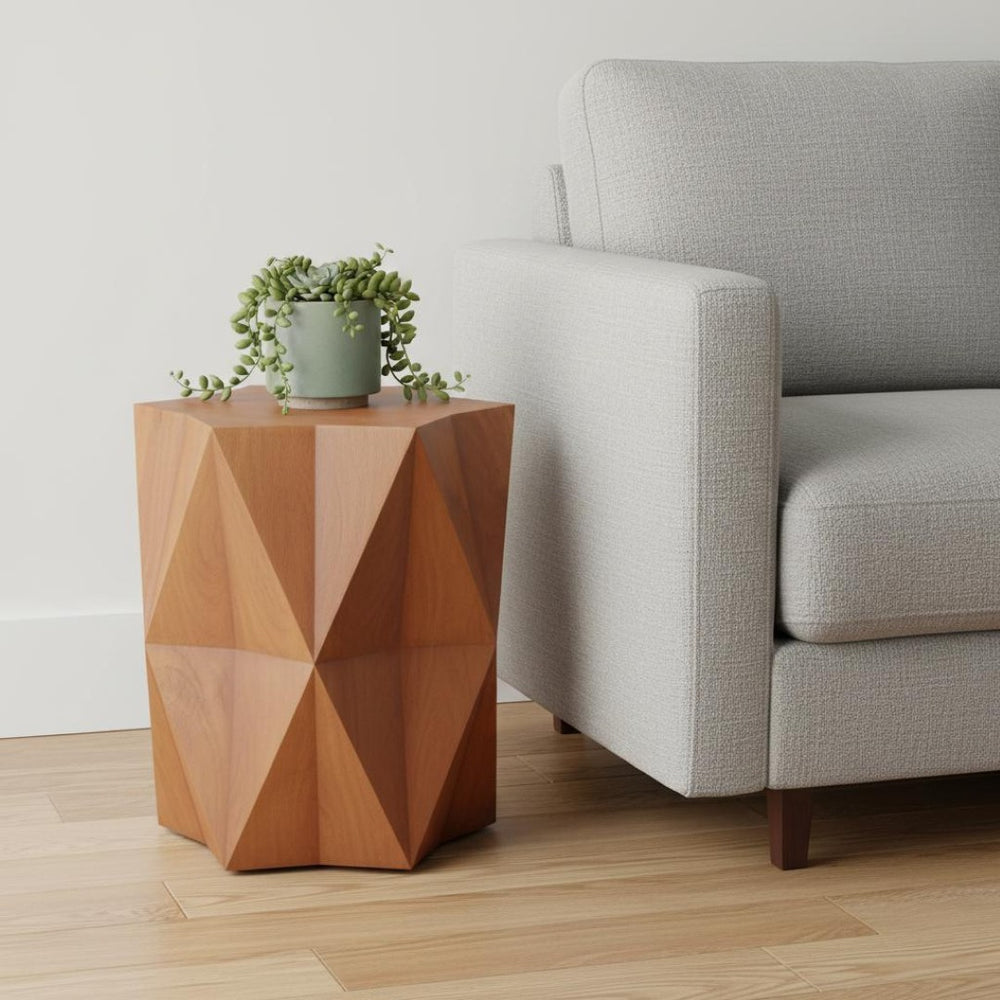 HomeRoots 24" Brown Solid Wood End Table - Versatile Mango Wood Accent Table for Modern & Rustic Spaces 579297