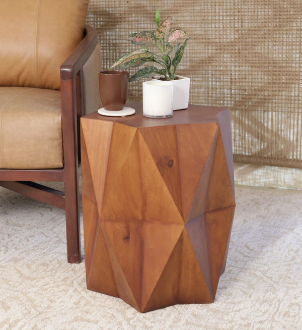 HomeRoots 24" Brown Solid Wood End Table - Versatile Mango Wood Accent Table for Modern & Rustic Spaces 579297