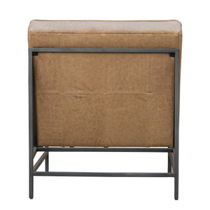 Homeroots 31" Cream And Black Genuine Leather Tufted Slipper Chair   579299