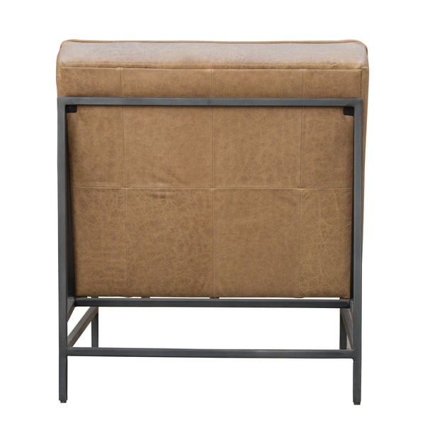 Homeroots 31" Cream And Black Genuine Leather Tufted Slipper Chair   579299