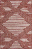 Unique Loom Outdoor Modern Tambor Machine Made Lines Rug Rust Red, Ivory 5' 3" x 8' 0"