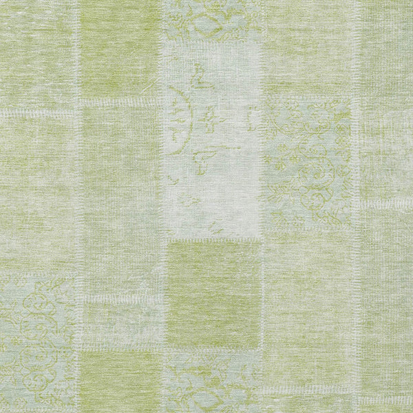 Homeroots 3' Artichoke Green And Ivory Patchwork Washable Area Rug For Indoor And Outdoor Spaces, Durable Design 3' X 5' Polyester 579301
