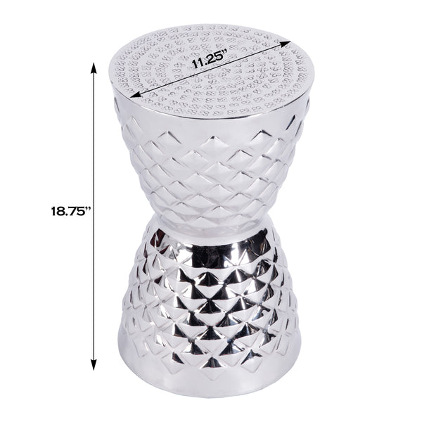 Hudson Round Metal Drum End Table 5793025 Silver Butler Specialty