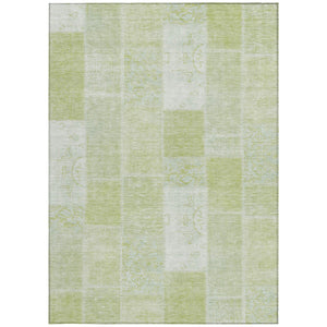 Homeroots 3' Artichoke Green And Ivory Patchwork Washable Area Rug For Indoor And Outdoor Spaces, Durable Design 5' X 8' Polyester 579302