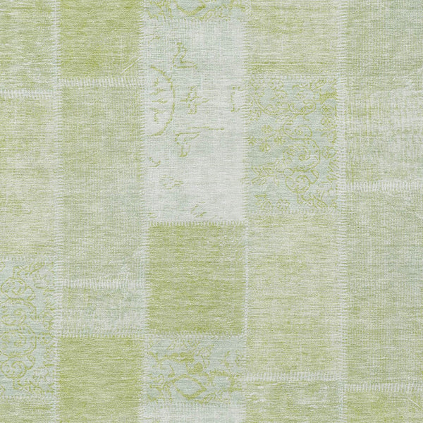 Homeroots 3' Artichoke Green And Ivory Patchwork Washable Area Rug For Indoor And Outdoor Spaces, Durable Design 8' X 10' Polyester 579304