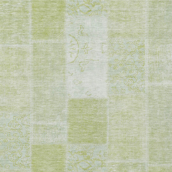 Homeroots 3' Artichoke Green And Ivory Patchwork Washable Area Rug For Indoor And Outdoor Spaces, Durable Design 9' X 12' Polyester 579305