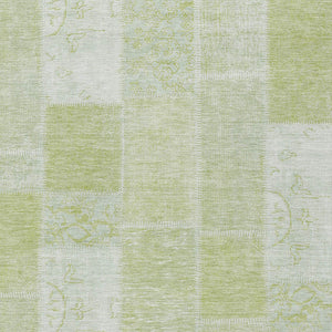 Homeroots 3' Artichoke Green And Ivory Patchwork Washable Area Rug For Indoor And Outdoor Spaces, Durable Design 10' X 14' Polyester 579306