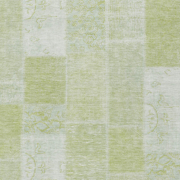 Homeroots 3' Artichoke Green And Ivory Patchwork Washable Area Rug For Indoor And Outdoor Spaces, Durable Design 10' X 14' Polyester 579306